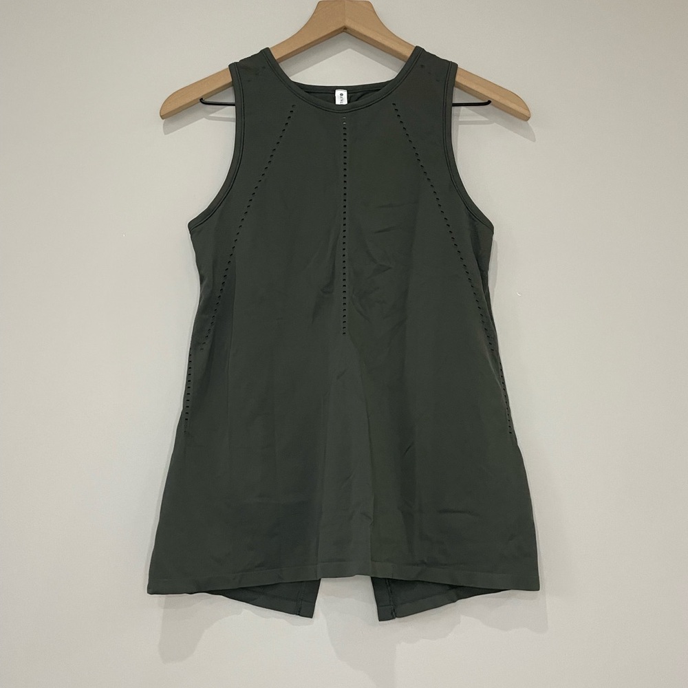 Athleta Foothill Perforated Split Back Olive Gree… - image 1